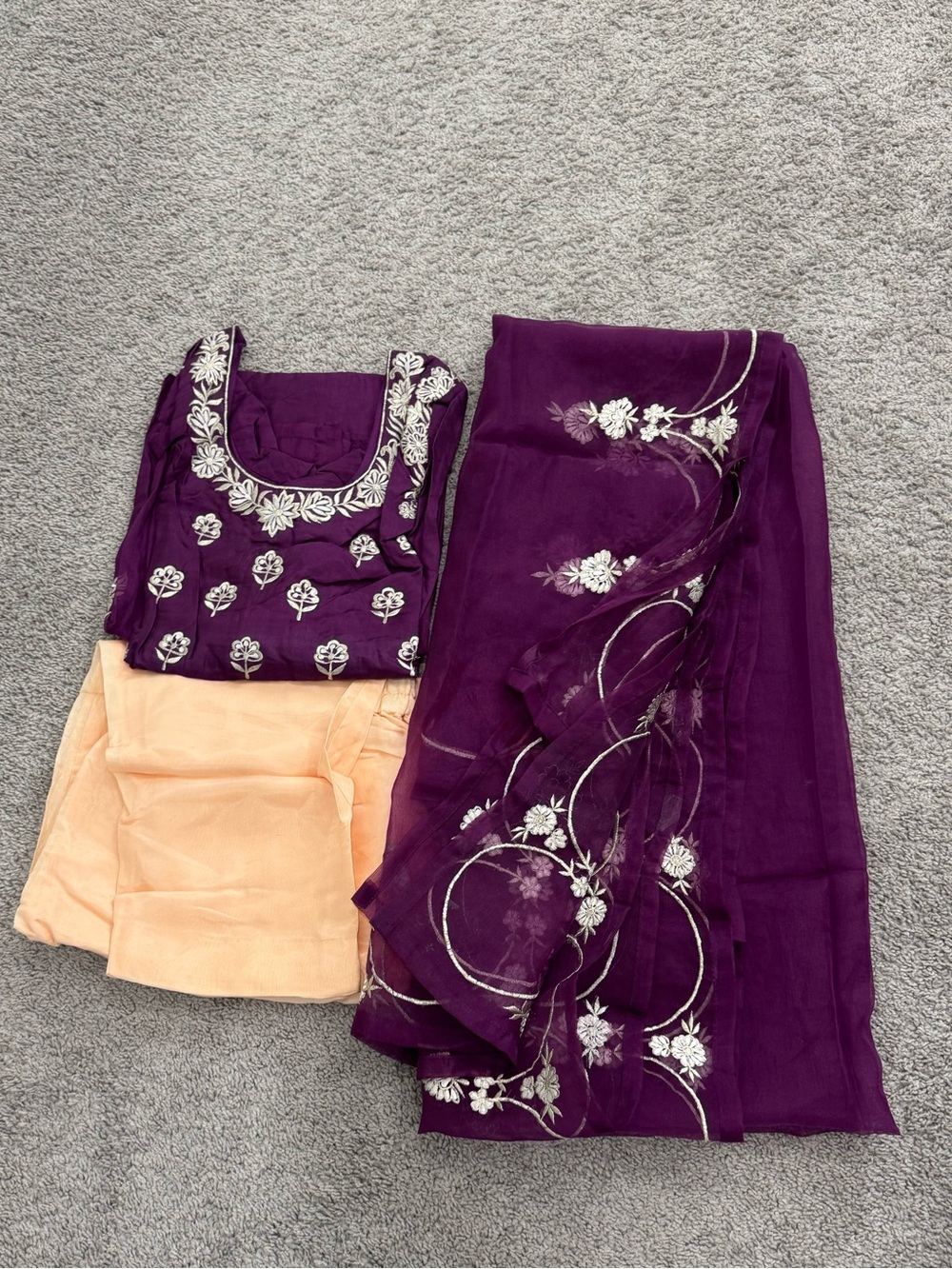 Embroidered Purple & Peach Salwar Kameez Set